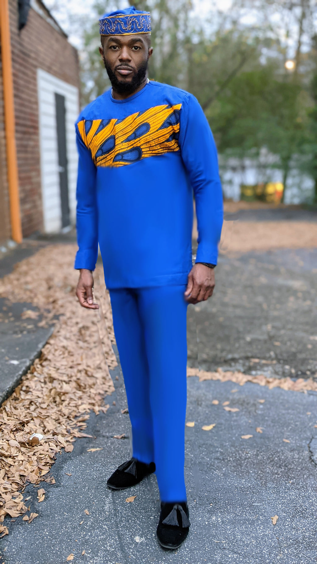 Seyi Blue African Dashiki Men Fashion with Bulb patterns - DP3816TP
