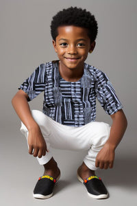 Adinkra Ahenkan African Print Dashiki Shirt for children