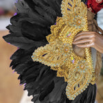 Black and Gold African fan feather African wedding dupsies