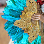 Dupsie's Eyo Elegance Turquoise Blue Nigerian African Wedding Feather Fan DPAWFTB55