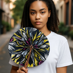 Dupsie's Dupsie's Tama Fuchsia-Pink Green African Print Foldable Fan DPPFFPG