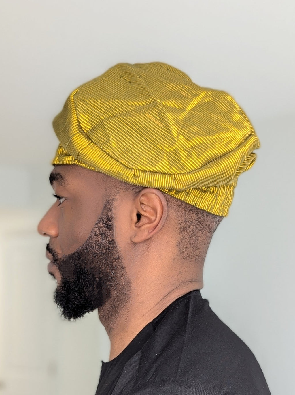 Dupsie's OkoAso Striped Gold African Aso Oke Fila Kufi Cap Hat DPAHSG43