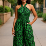 Dupsie's Dunni African Print Wide Leg Tie-Dye Batik Jumpsuit DPJSDBG2