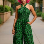 Dupsie's Dunni African Print Wide Leg Tie-Dye Batik Jumpsuit DPJSDBG2