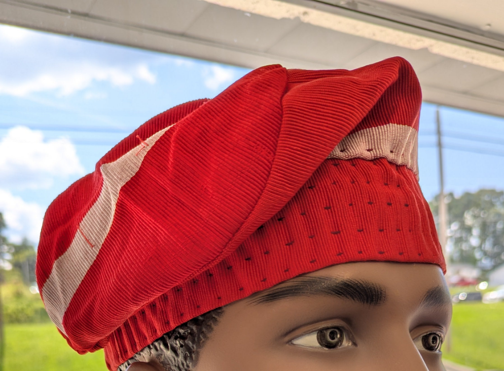 Red Silver African Aso Oke hat dupsies