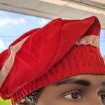 Red Silver African Aso Oke hat dupsies