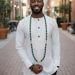 Authentic Green African Beads Necklace and Bracelet Jewelry Set for African Weddings by Dupsie's African Clothing