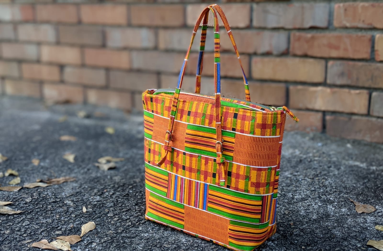 Handmade Afryea African print Kente Tote handbag-DPAPKB52