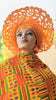 Egnaro Orange African Head Tie Lazercut Autogele pre-tied head wrap-DPAGO65