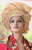 Onile Tan Aso Oke African Autogele pre-tied head tie head wrap 