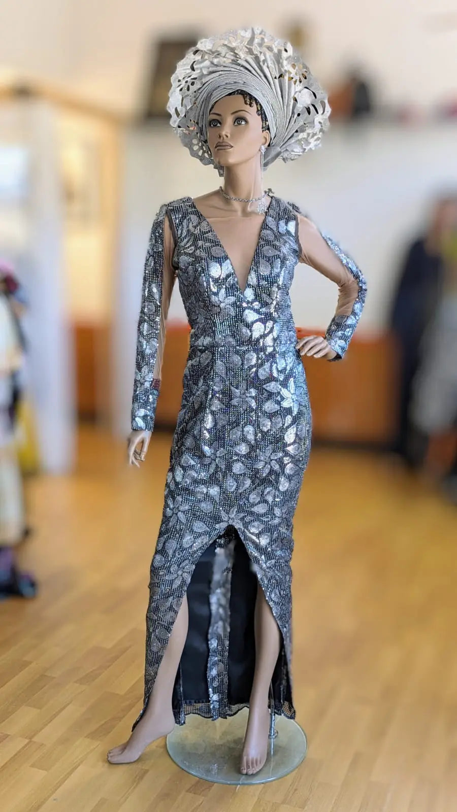 Ose Silver and Black Sequins Lace Dress-DPXSBLD3 - Dupsie's Small(08) Ose Silver and Black Sequins Lace Dress-DPXSBLD3 - Dupsie's Small(08)