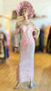 Makaila Rose Gold African Lace Sequins Maxi Bustier Corset Dress-DPXRGALD4