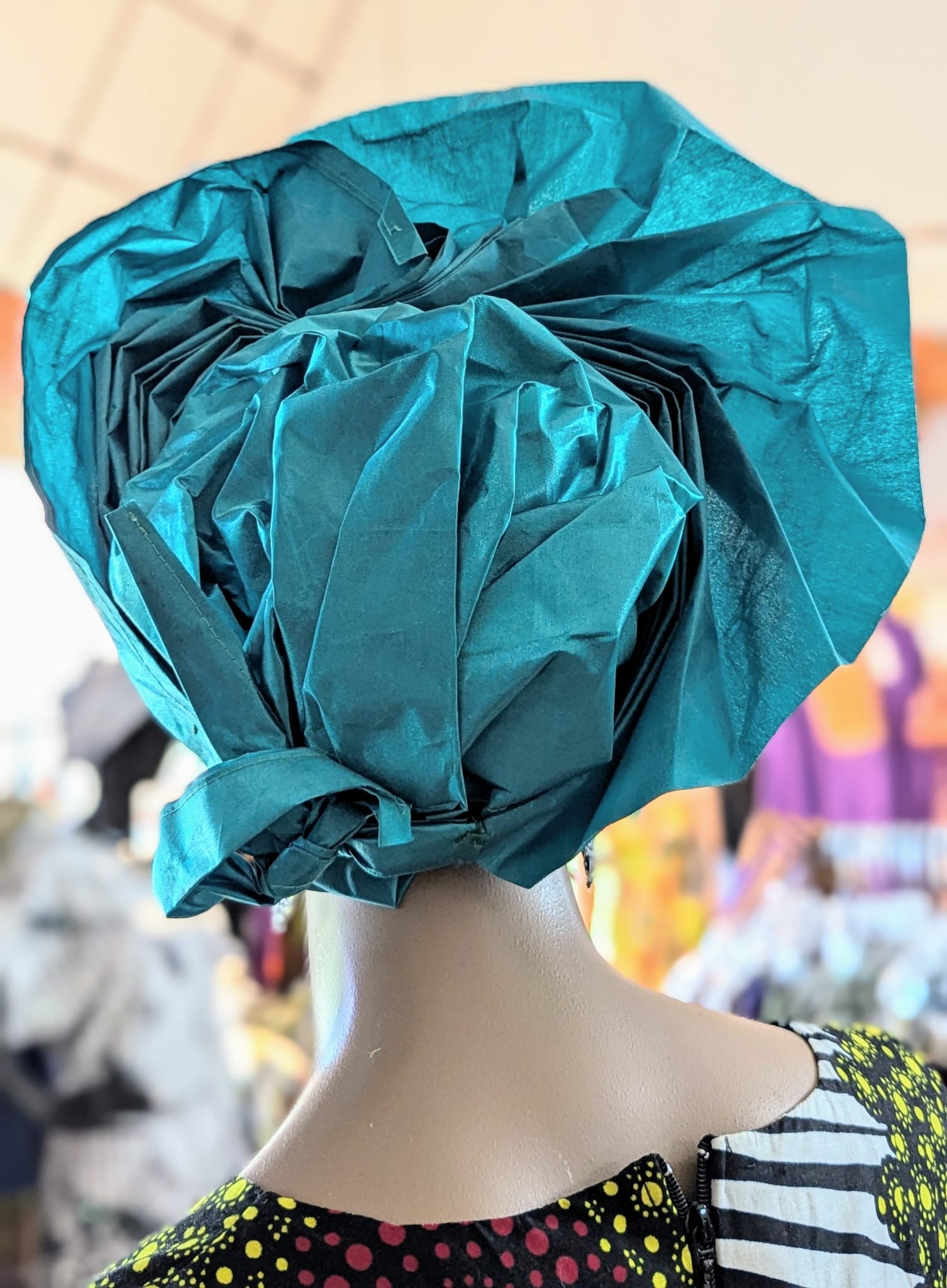 Teal Green African Head tie Head Wrap Gele Hat Dupsie's