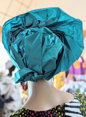 Teal Green African Head tie Head Wrap Gele Hat Dupsie's