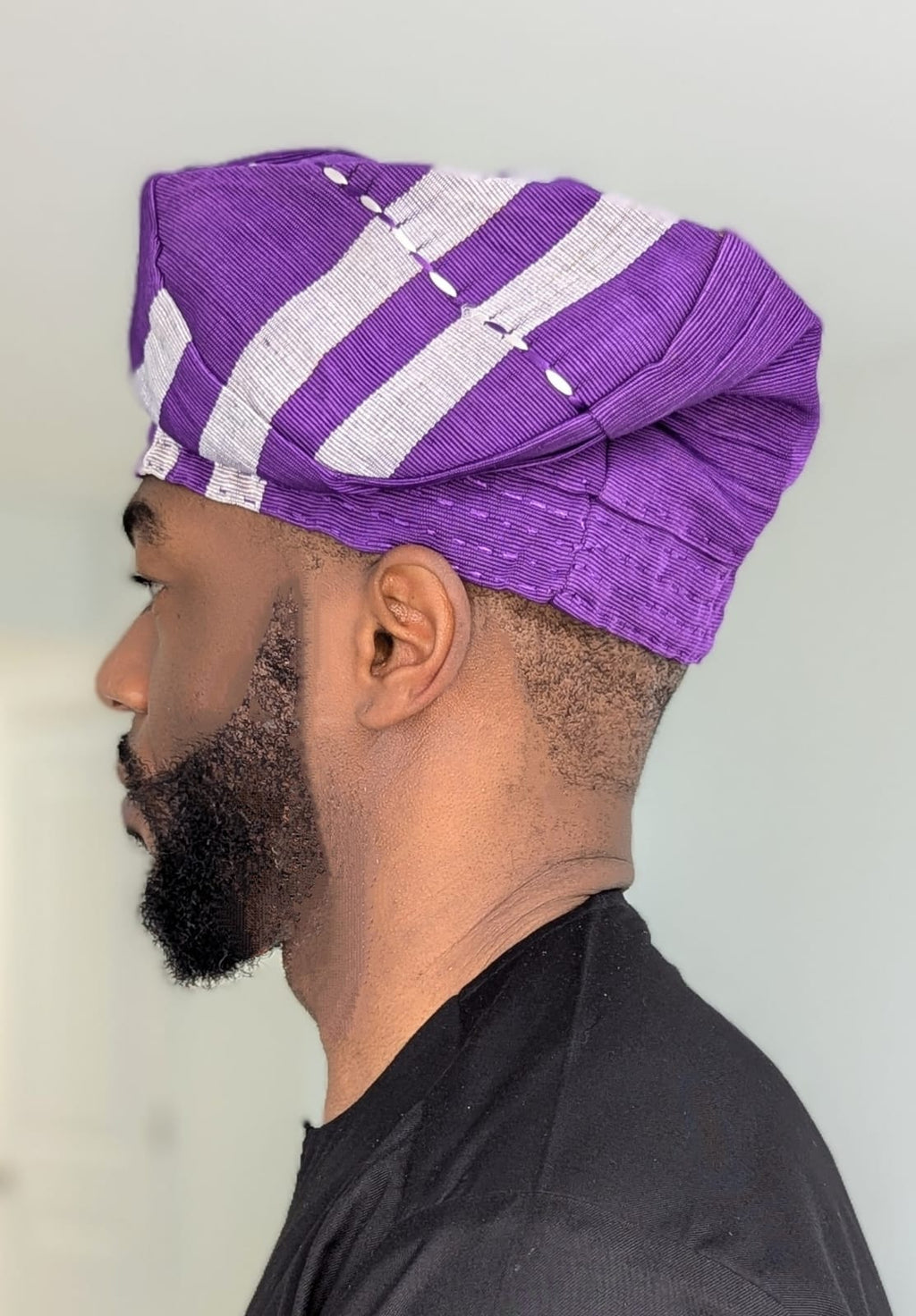 Dupsie's Purple Irewole Aso Oke Fila Kufi Cap African Hat DPAHPS11