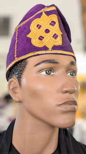 Purple Gold Nigerian African Aso Oke handwoven hat Dupsie's