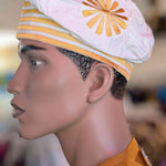 Dupsie's Oluwafemi White Brocade African Hat Cap Kufi with Gold Embroidery DPHWBWG3