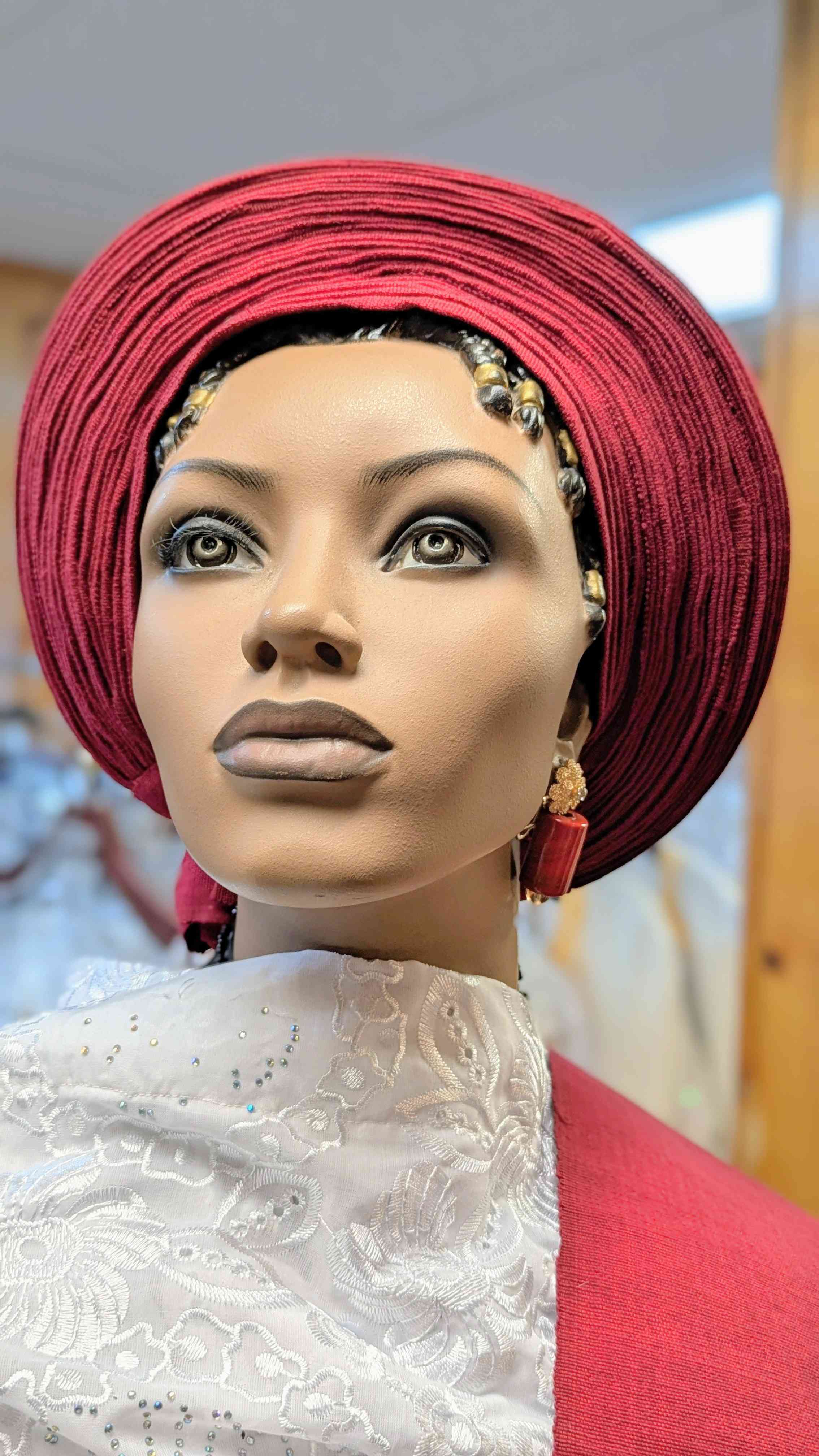 Dupsie's Oluwafunmilayo African Aso Oke Autogele Ready Gele Crown Head Wrap Hat DPAGAB11