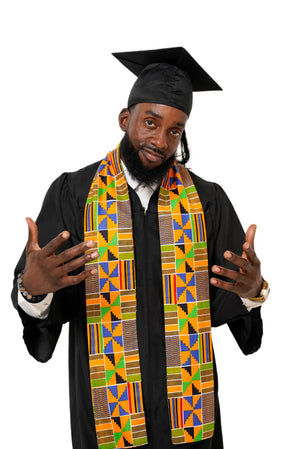 Kente African Print Graduation Stole/Sash DP4075S1 - Dupsie's African Kente African Print Graduation Stole/Sash DP4075S1 - Dupsie's African