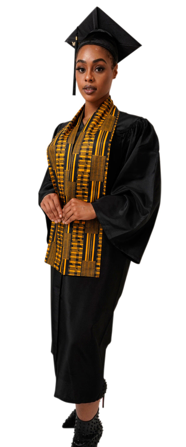 Gold Kente African Print Graduation Stole/Sash DP4091S1