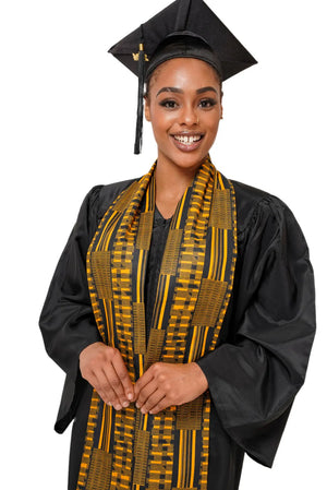 Gold Kente Print Graduation Stole/Sash DP4091S1 - Dupsie's Dupsie's African Fashion Gold Kente Print Graduation Stole/Sash DP4091S1 - Dupsie's Dupsie's African Fashion