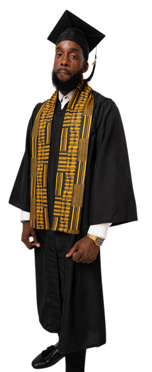 Gold Kente African Print Graduation Stole/Sash DP4091S1