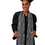 Black and white Kente African Print Graduation Stole/Sash DPB0795S1