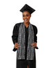 Black and white Kente African Print Graduation Stole/Sash DPB0795S1