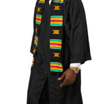 Black and Gold Hand Woven Kente Cloth Graduation Stole / Sash DP2169BLK