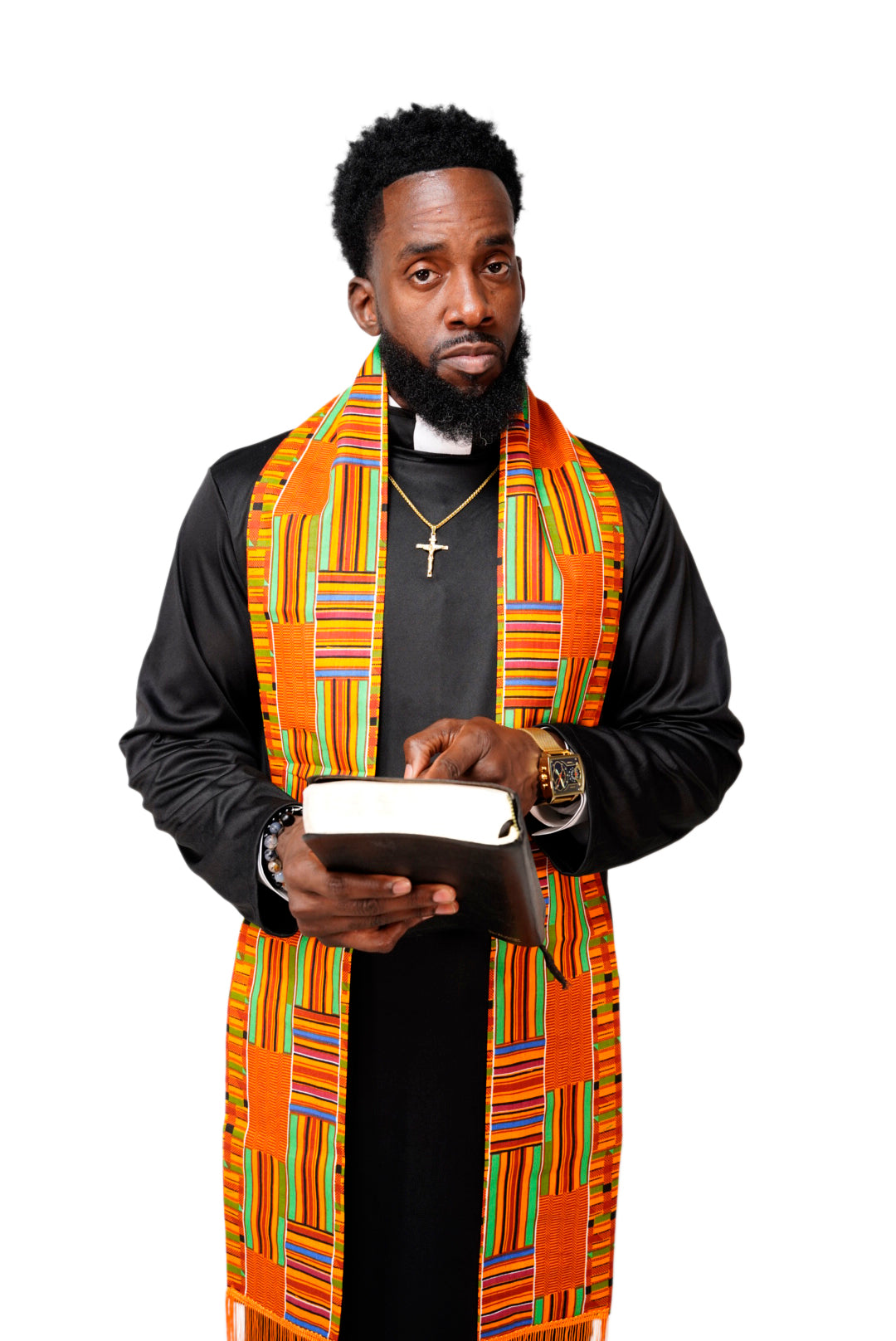 Kente African Print Church Clergy Pastor Choir Stole/Sash with Fringes DPC0795S