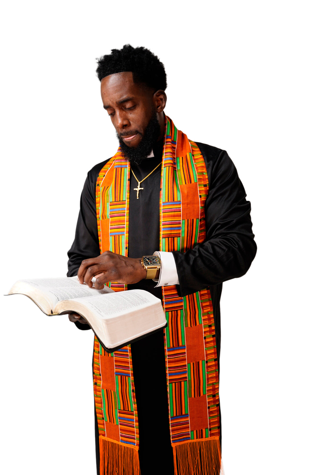 Kente African Print Church Clergy Pastor Choir Stole/Sash with Fringes DPC0795S