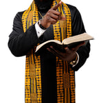 Dupsie's Gold Kente African Print Church Clergy Pastor Choir Stole/Sash with Fringes DPC4091S
