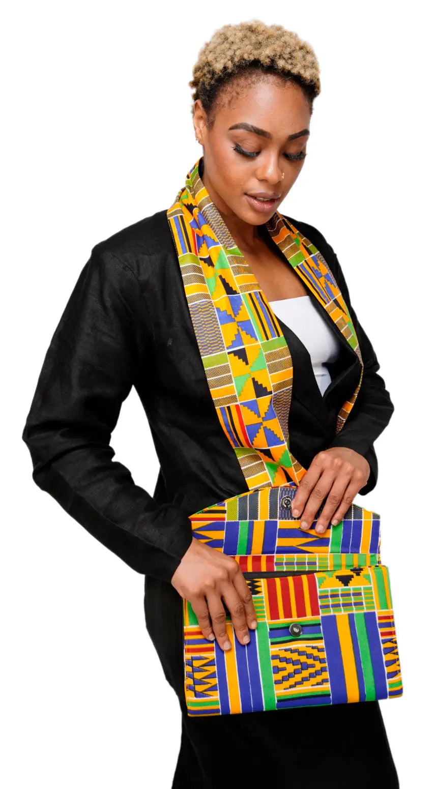 Orecchini a cerchio con stampa wax - Tessuto 30 (fantasia Kente Orecchini a cerchio con stampa wax - Tessuto 30 (fantasia Kente
