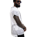 Dupsie's White African Print Unisex Dashiki Shirt Suitable for Festivals, Concerts, Cruises, Outdoor Events -DP3830M