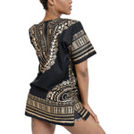 Dupsie's Black and Gold African Print Unisex Dashiki Shirt Suitable for Festivals, Concerts, Cruises, Outdoor Events -DP3764
