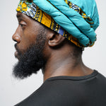 Aqua Blue Dashiki African Print Turban Dupsie's 