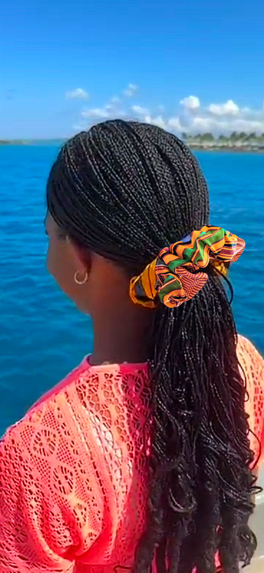 Dupsie's Ayanna Kente African Print Scrunchie hair tie DPSCR3227