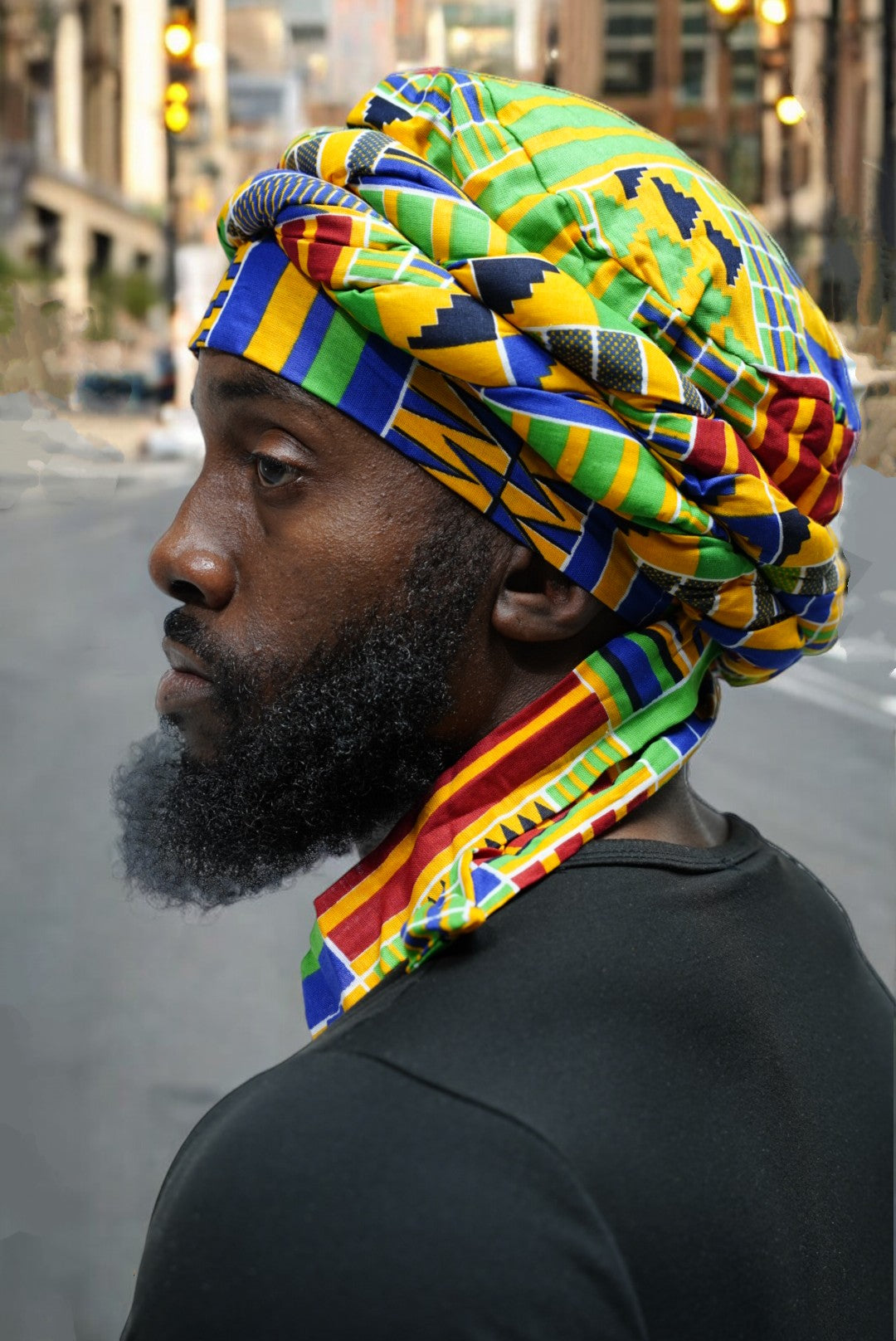 Dupsie's Nsroma Kente African Print pre-wrapped Turban DPH4075PT