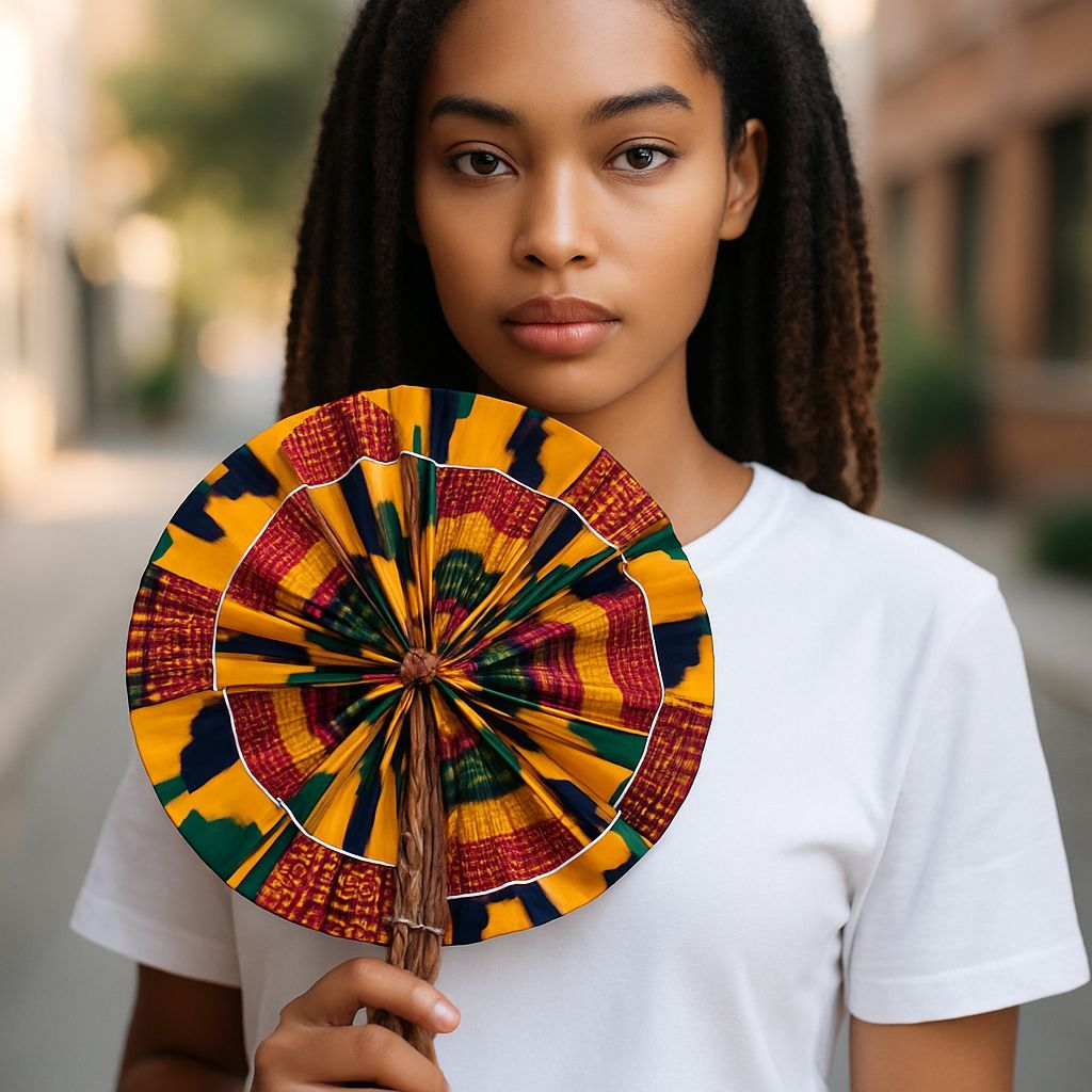 Kente African print foldable hand fan Dupsies DPPF588