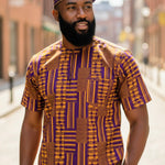 Omega Psi Phi Purple and Gold African print Kente Dashiki shirt by Dupsie's African fashion 