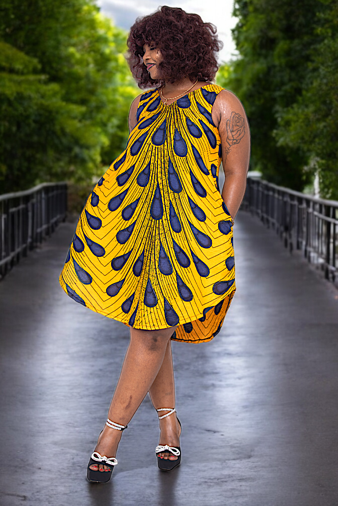 Blue and Orange African clothing Dress DP3816D9