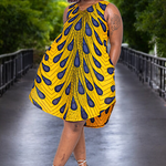 Blue and Orange African clothing Dress DP3816D9