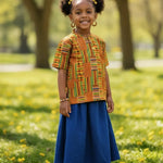 African Kente Print Dashiki Shirt for Children girls- DPC3247U Dupsies