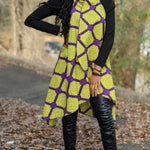 Dupsie's karafah Purple and Yellow Red African Print Sleeveless Shawl-DPPS3775SH