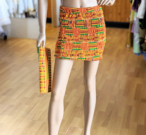 Agyemang Smocked Kente African Print fitted pencil skirt-DP3227SPS