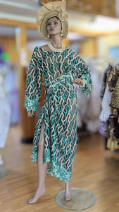 Adeseun Green and Tan African Cord Lace Iro Top and Buba Wrap Skirt-DPALIB4
