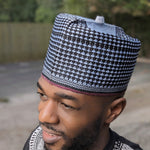 Brahami Black and White African Northern-Nigerian Mallam handwoven hat-DPHMBWH2