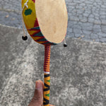 Itnahsa Handheld African Percussion Drum trimmed with Kente Print-DPADPD1A
