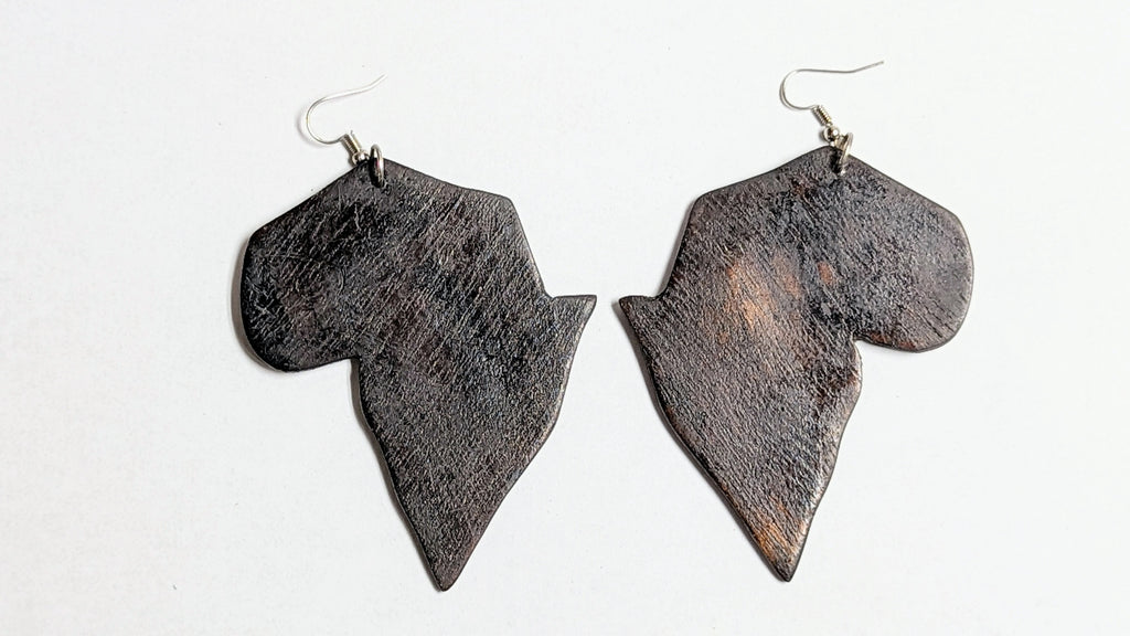 Afrifa Wooden Coffee-Brown Map of Africa Earrings by Dupsie's-DPJMOAGE12