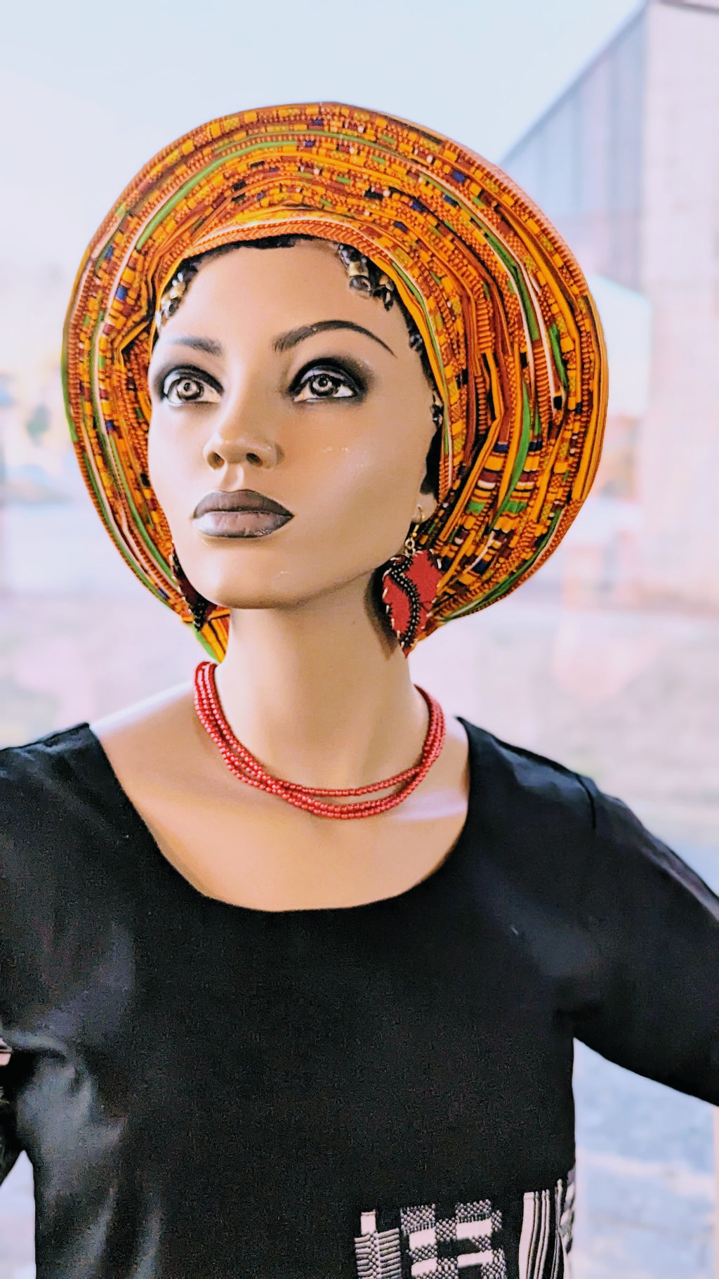 Dupsie's African Print Kente AfriGleam Crown Autogele pre-tied head wrap hat DPAAPKA